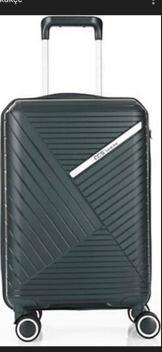 Koyu Yeşil Yılan Desenli Fermuarlı Valiz - Görsel 2