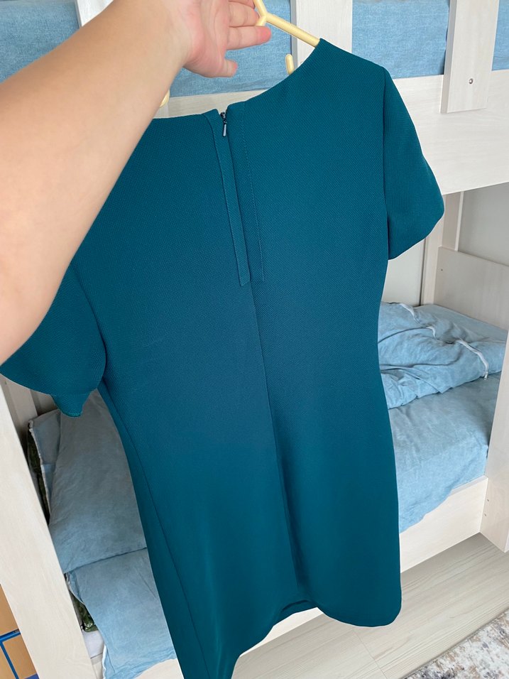 Koyu yeşil mini kalem elbise - Görsel 3