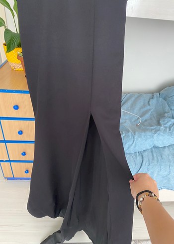 38 Beden Straplez askılı Siyah uzun Abiye Elbise