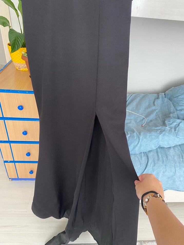 Straplez  askılı Siyah uzun  Abiye Elbise - Görsel 5