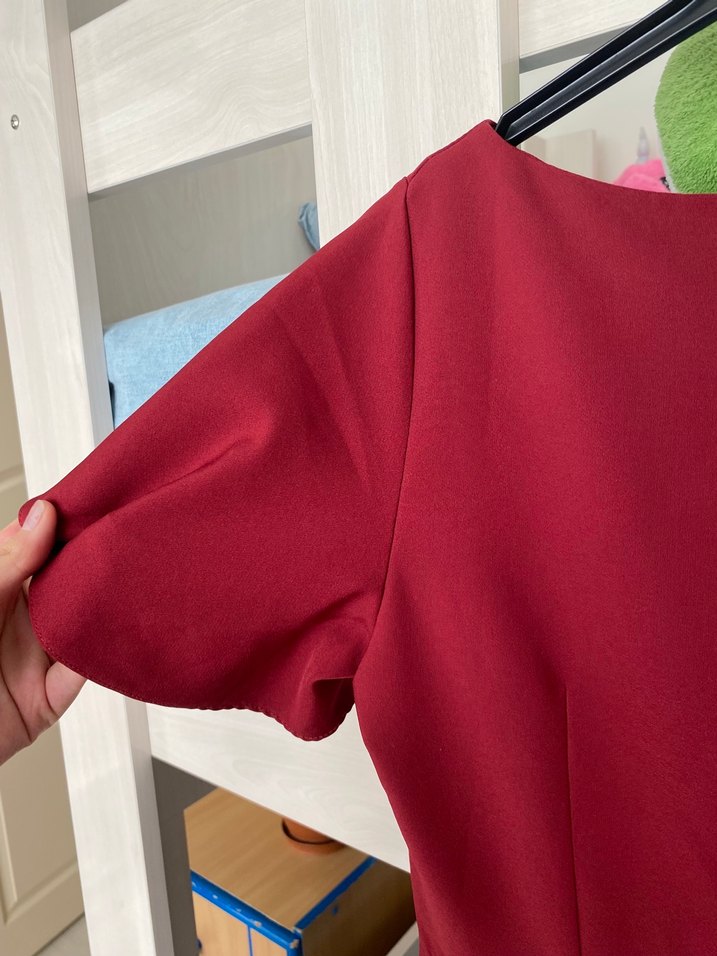 Bordo Midi Kalem Elbise - Görsel 4