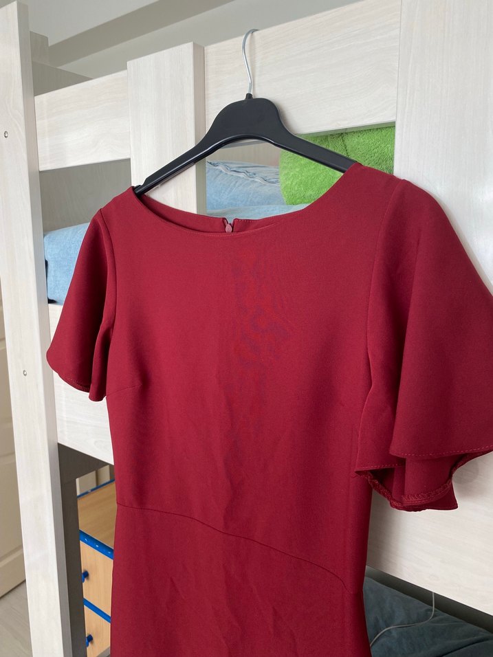 Bordo Midi Kalem Elbise - Görsel 5