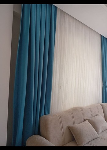 Modern Düz model fon perde 4 âdet - Görsel 3