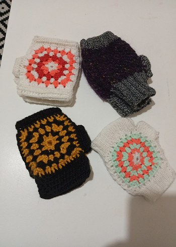 Renkli Bohem Örgü Kadın Eldivenleri - Görsel 4