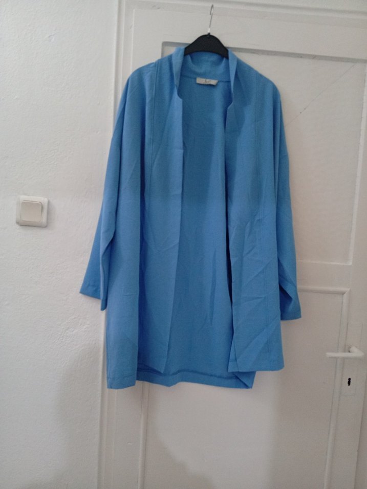 Kadın Mavi Uzun Kollu Salaş Uzun Boy Kimono - Görsel 3