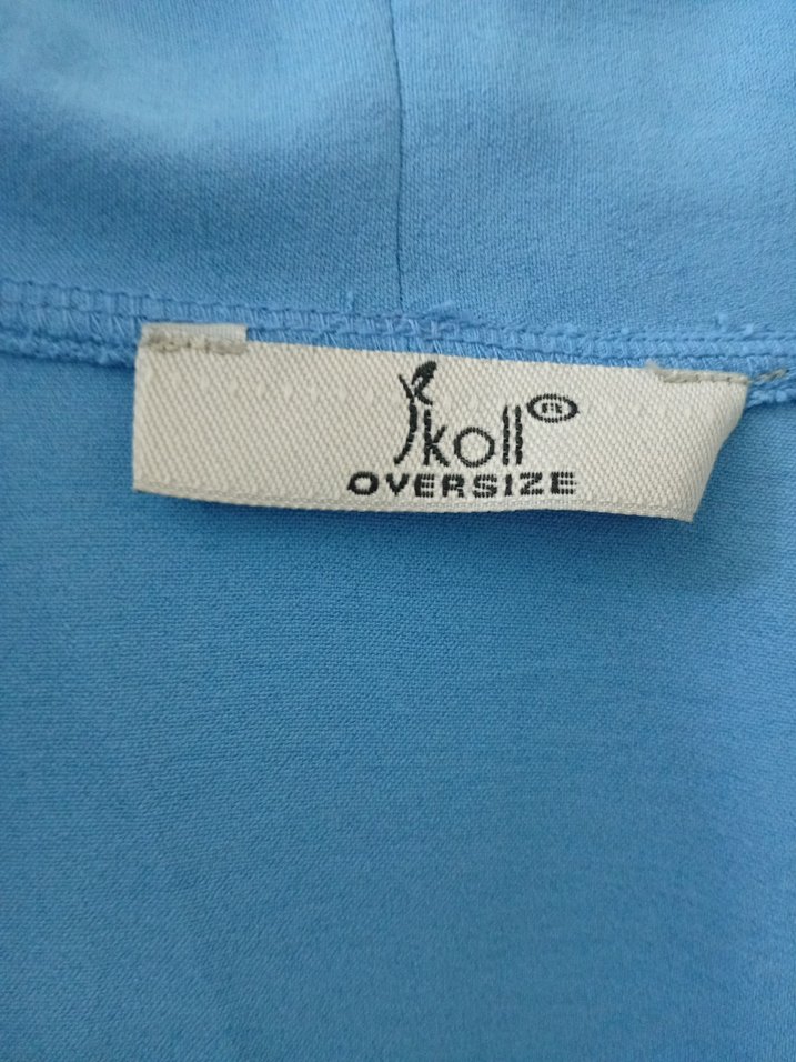 Kadın Mavi Uzun Kollu Salaş Uzun Boy Kimono - Görsel 4