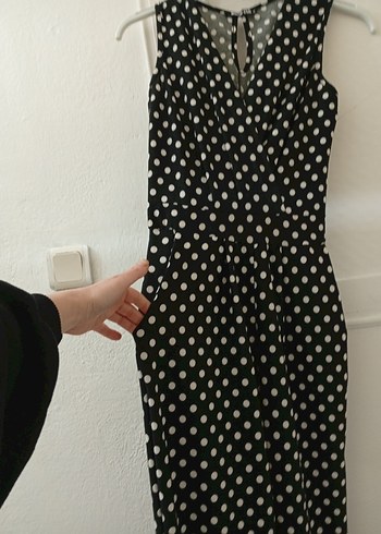 Puantiye Desenli Siyah Uzun Tulum - Görsel 3