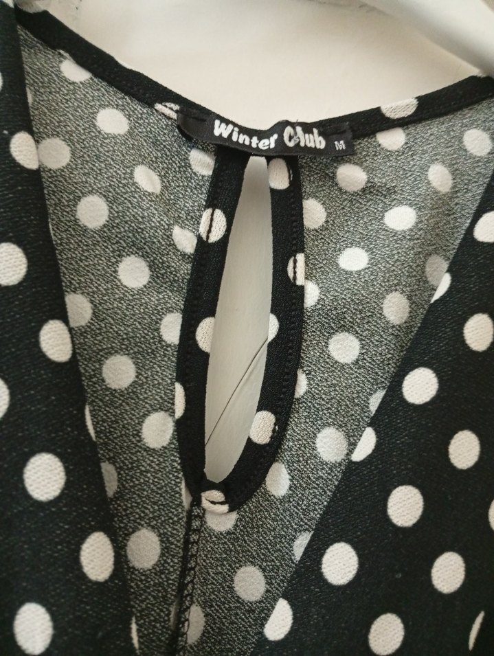 Puantiye Desenli Siyah Uzun Tulum - Görsel 5