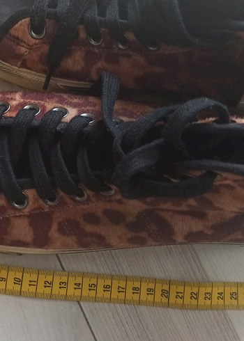 Zara Kahverengi Leopar Desenli  erkek comverse tarzı ayakkabı - Görsel 8