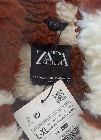 Zara dama desenli suni kürk mont - Görsel 2