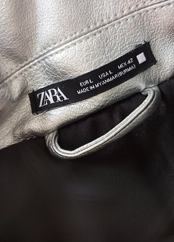 Zara metalik suni deri ceket - Görsel 2