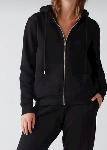 Kadın Siyah Fermuarlı Sweatshirt