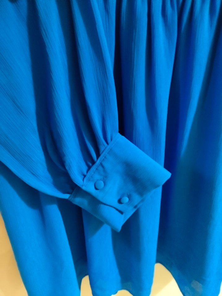 H&M Parlement mavisi VYaka Mavi Midi Elbise Tunik - Görsel 5