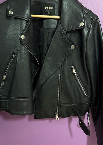 Defacto Derfacio Siyah Deri Biker Ceket