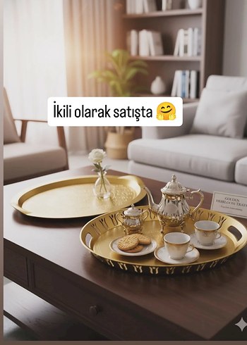 Modern Klasik Altın Tepsi Seti - Görsel 2