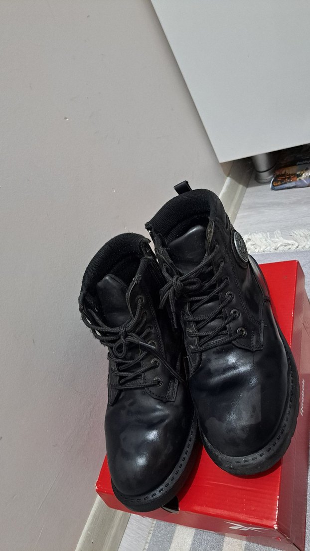 Siyah Erkek Biker Botları, Tokalı, - Görsel 4