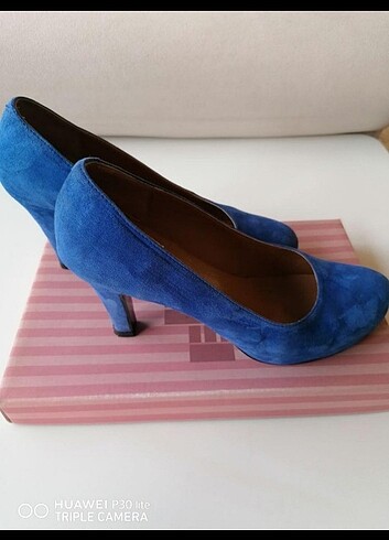39 Beden mavi Renk Mavi süet Elle marka kalın topuk stiletto