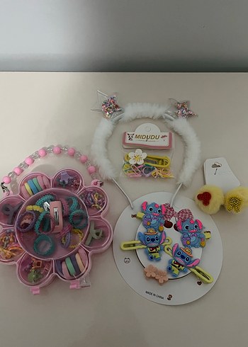 Renkli Boncuklu Çocuk Saç Aksesuarları Seti - Görsel 3