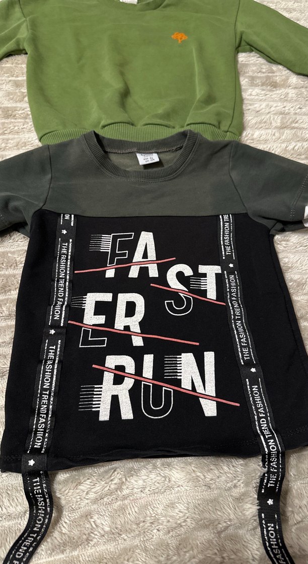 Erkek Çocuk Yeşil Sweatshirt Velcro Detaylı 2 Adet Sweatshirt. - Görsel 2