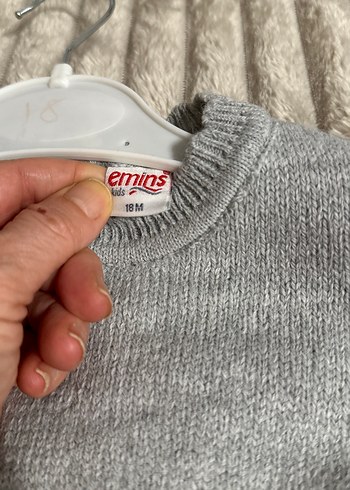 Gri Nakışlı Triko Bebek Kız Takımı Yün taytlı - Görsel 2