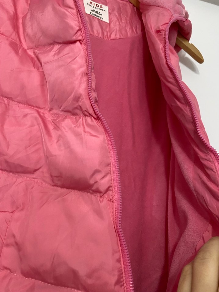 Kız Çocuk Pembe Kapüşonlu Şişme Yelek - Görsel 5