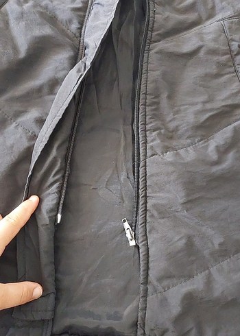 m Beden Siyah Kadın uzun Boy Fermuarlı mont
