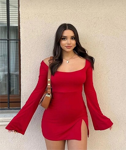 Kırmızı Mini elbise