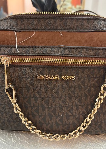 Michael Kors Zincir Detaylı Kahverengi Deri Çanta - Görsel 9