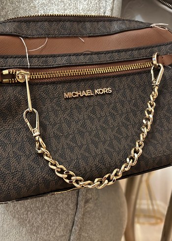 Michael Kors Zincir Detaylı Kahverengi Deri Çanta - Görsel 5