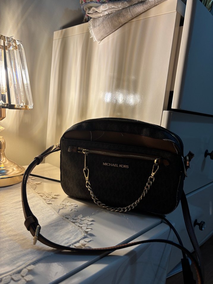 Michael Kors Zincir Detaylı Kahverengi Deri Çanta - Görsel 2