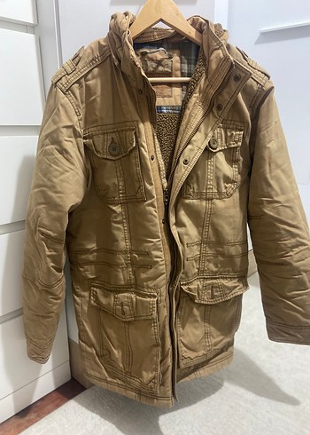 Düğmeli Kahverengi Erkek parka Mont