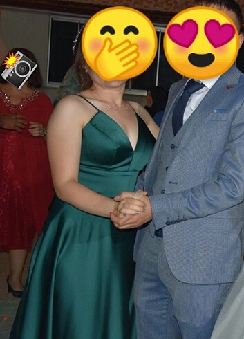Abiye Zümrüt yeşili saten abiye