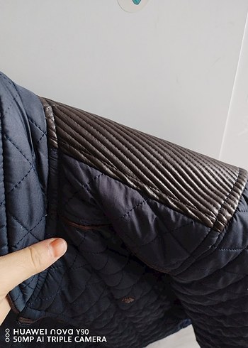 Erkek lacivert Kapitone Fermuarlı Ceket - Görsel 3