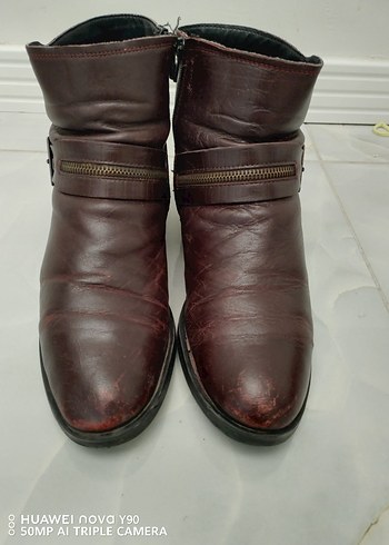 DERIMOD bordo Deri Tokalı Kadın Bot - Görsel 15