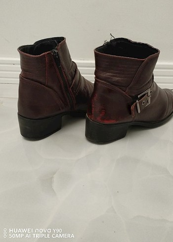 DERIMOD bordo Deri Tokalı Kadın Bot - Görsel 11