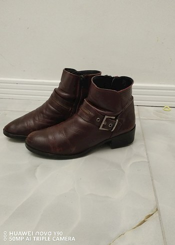 DERIMOD bordo Deri Tokalı Kadın Bot - Görsel 16