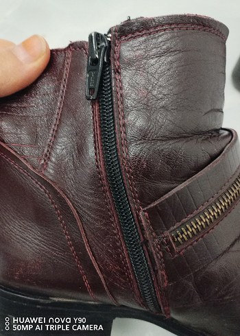 DERIMOD bordo Deri Tokalı Kadın Bot - Görsel 7