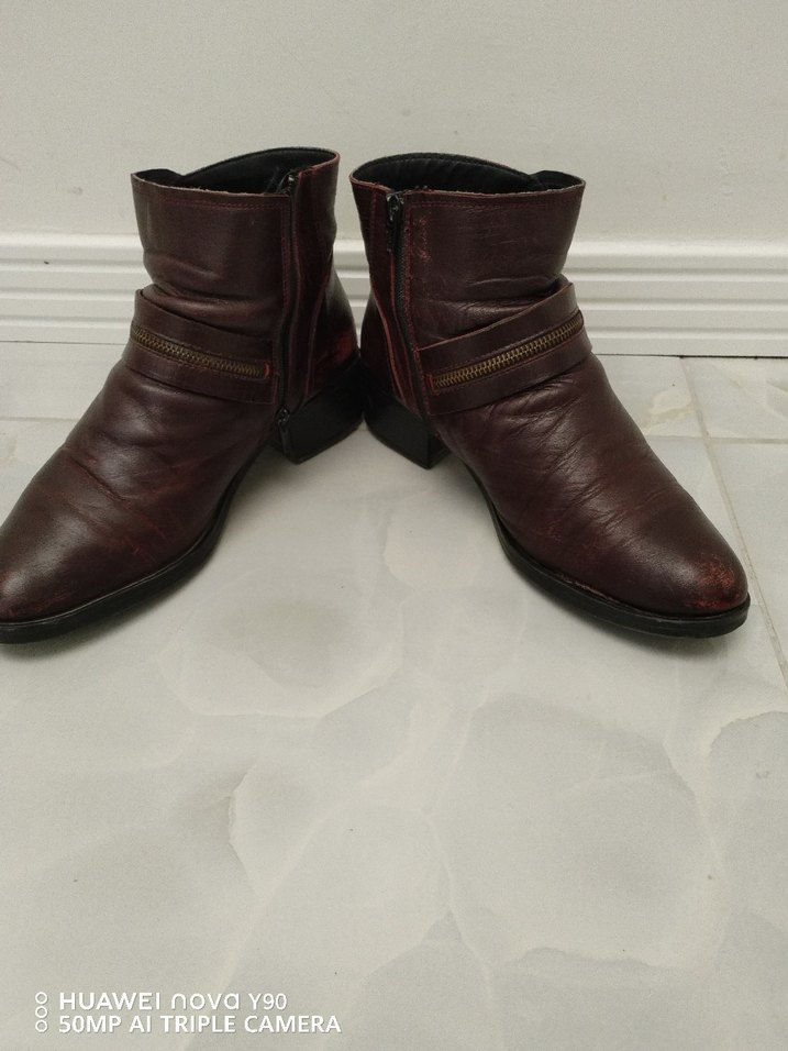 DERIMOD bordo Deri Tokalı Kadın Bot - Görsel 3