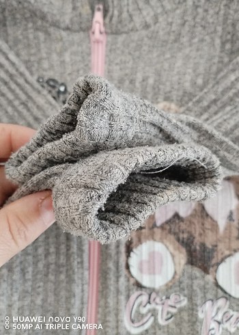 Kız Çocuk kahverengi Kapüşonlu Nakışlı Hırka - Görsel 2