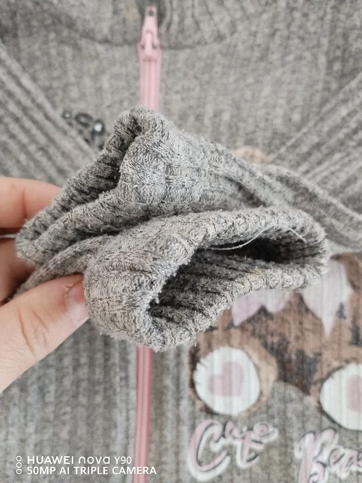 Kız Çocuk kahverengi Kapüşonlu Nakışlı Hırka - Görsel 2