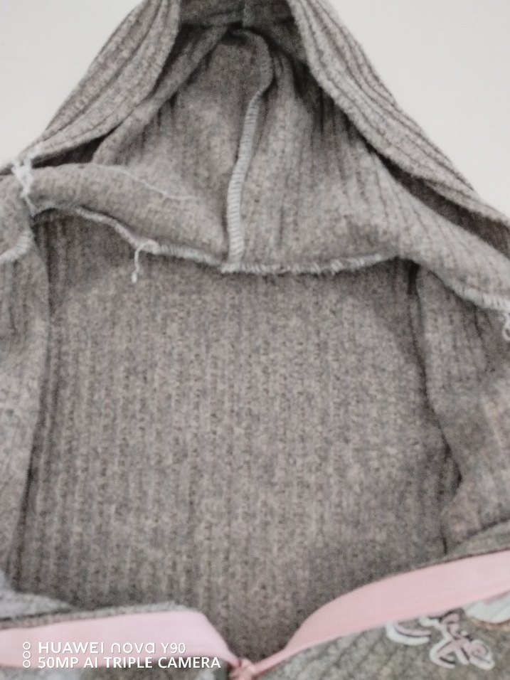 Kız Çocuk kahverengi Kapüşonlu Nakışlı Hırka - Görsel 4