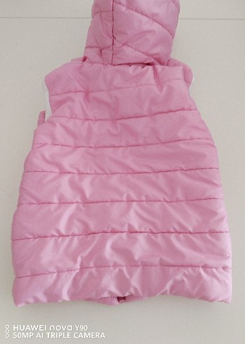 Kız Çocuk Pembe Nakışlı Kapüşonlu Yelek - Görsel 2