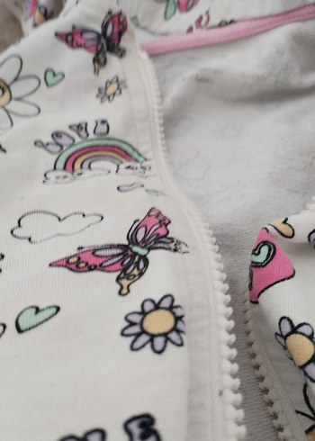 Kız Çocuk Çok Renkli Baskılı Fermuarlı kapişon ceket - Görsel 9