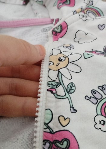 Kız Çocuk Çok Renkli Baskılı Fermuarlı kapişon ceket - Görsel 8