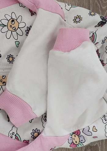 Kız Çocuk Çok Renkli Baskılı Fermuarlı kapişon ceket - Görsel 5