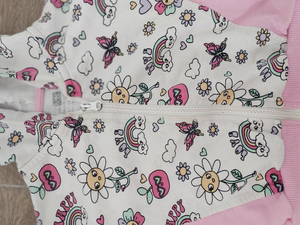 Kız Çocuk Çok Renkli Baskılı Fermuarlı kapişon ceket - Görsel 2