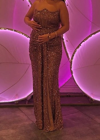 Parlak Straplez Abiye - Görsel 2