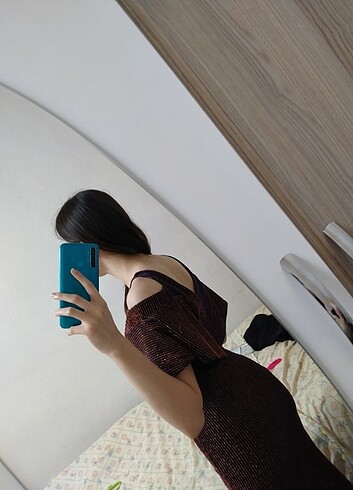 xs Beden çeşitli Renk Koton ışıltılı elbise