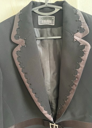 46 Beden siyah Renk Nakışlı Siyah Kadın Blazer Ceket