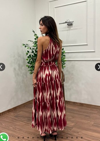 Diğer Bordo Piliseli Uzun Bohem Elbise